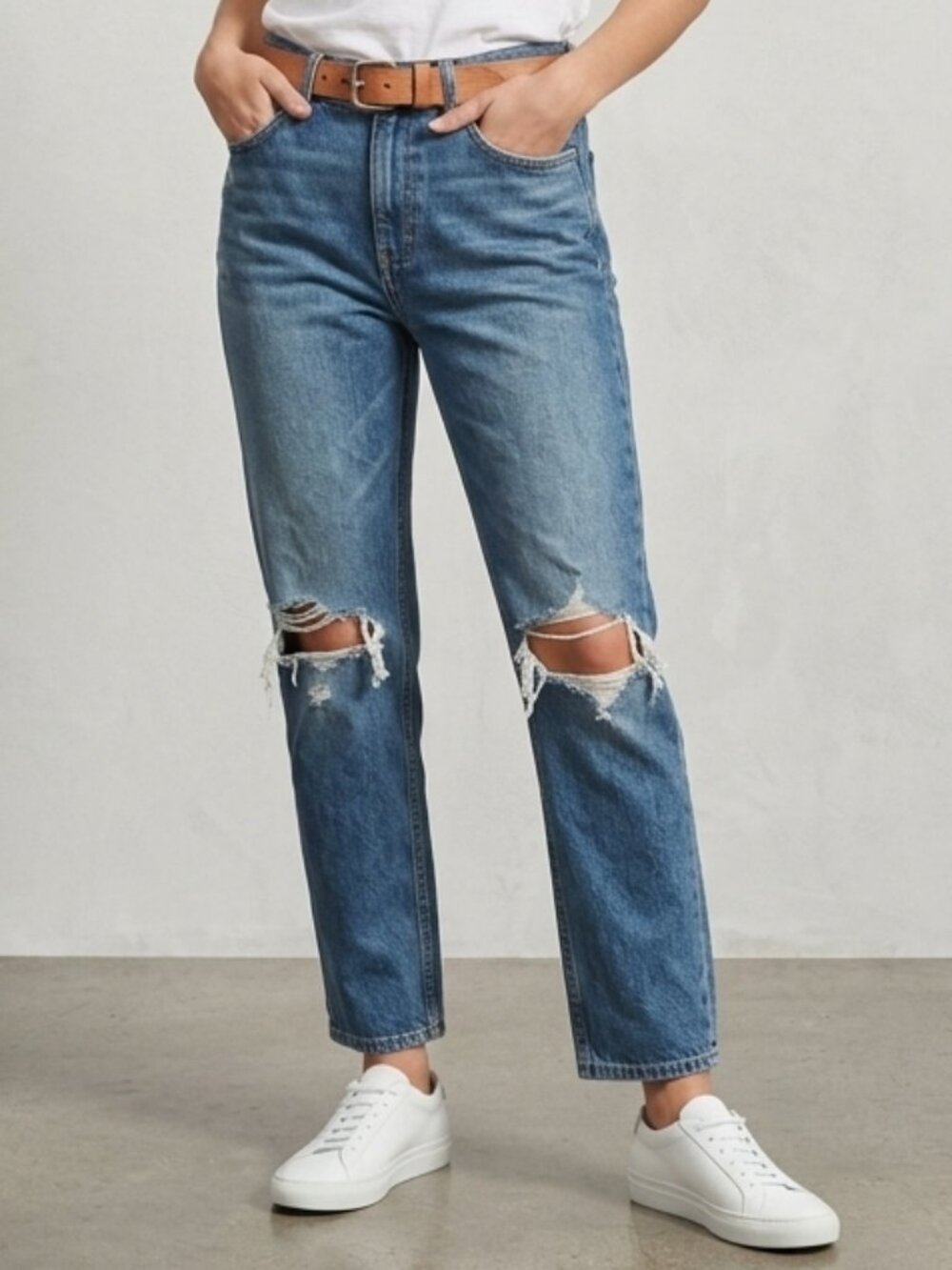 Everlane The‎ Summer Jean Distressed Straight Leg Medium Wash Sz 27